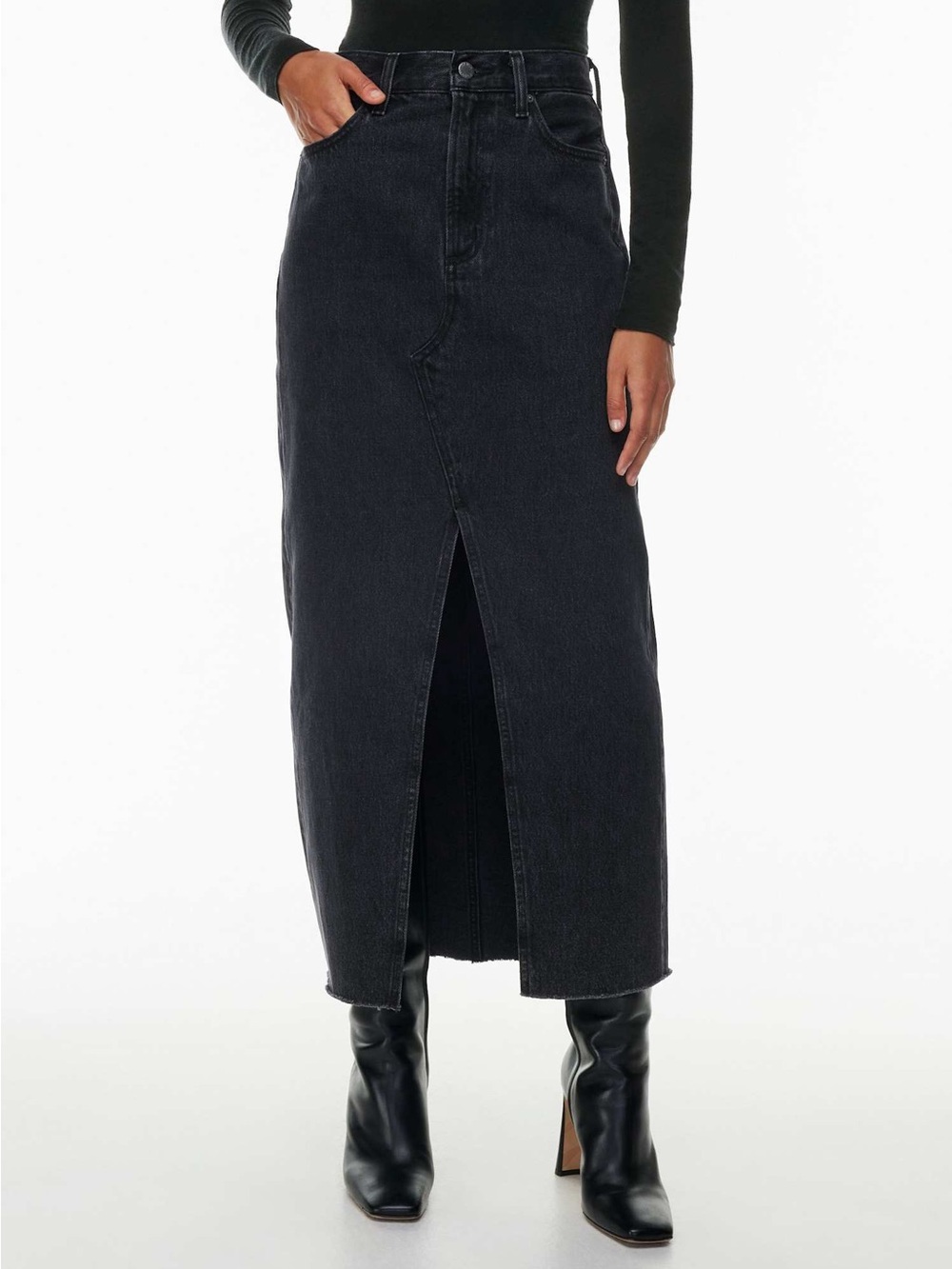 NWT Aritzia Denim Forum The '90s Vintage Maxi Jean Skirt Black Organic Cotton 32 - Picture 8 of 8